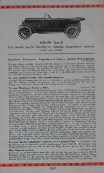 Brennabor Motorcar 1924 Modelprogram "Das richtige Urteil" Carbrochure (8059)